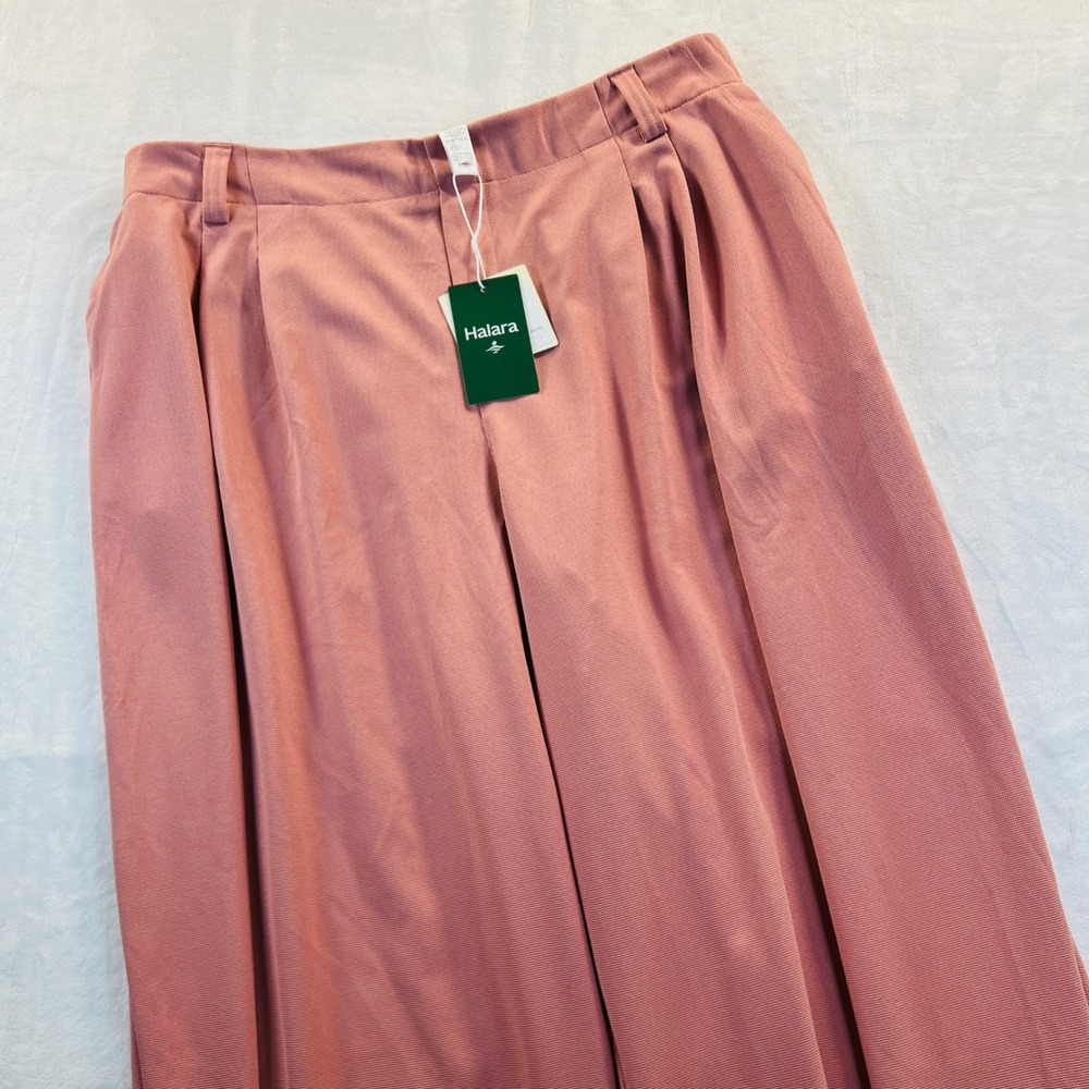 Halara Plus Size 1X Dusty Rose Pink Waffle Knit Wide Leg Pleated Work Pants